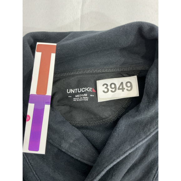 Mens Untuckit Sweatshirt Medium Black Shawl Neck Collar Pullover - Picture 3 of 9